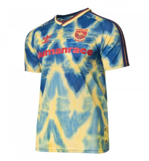 Arsenal Human Race Yellow Blue Soccer Jersey Shirt 2020/21